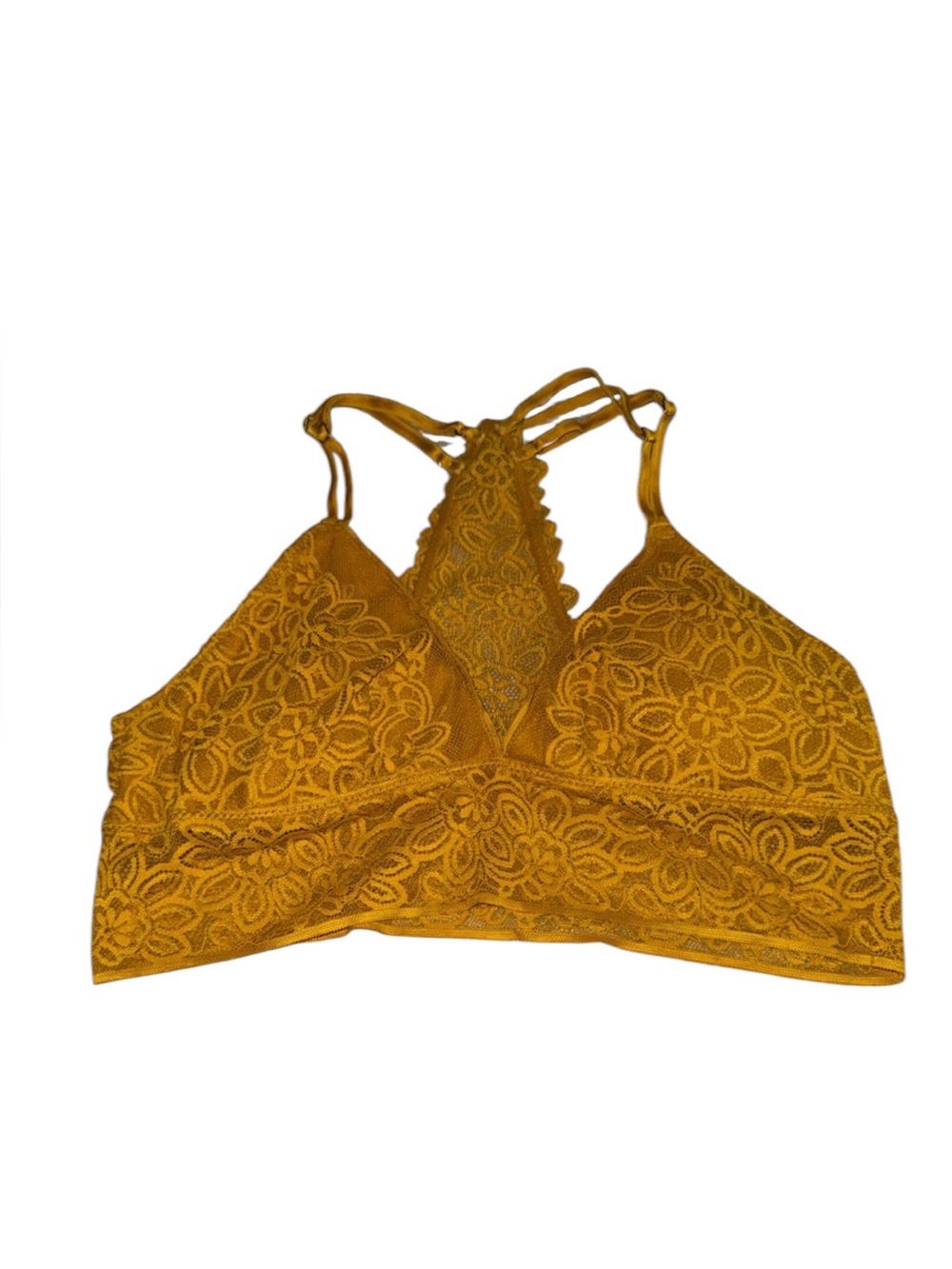 aerie Mustard Floral Lace Bralette